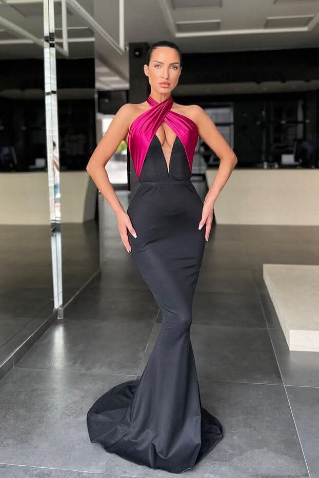 Gorgeous Halter Sleeveless Long Mermaid Evening Dress BM bride