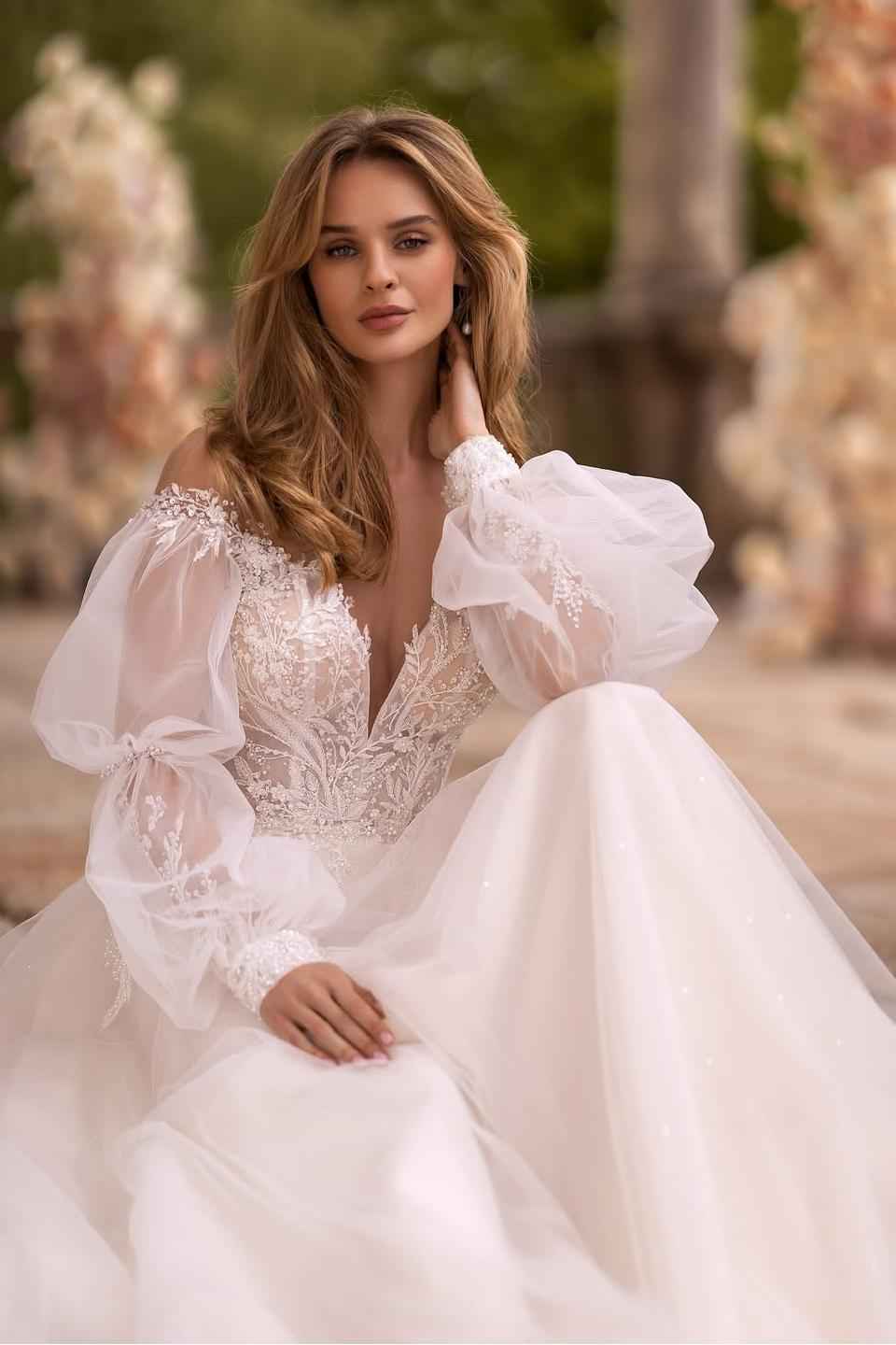 Off the Shoulder Long Sleeves Long Prom Dress With Appliques