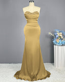 Red Sweetheart Sleeveless Sequined Mermaid Prom Dress BM bride