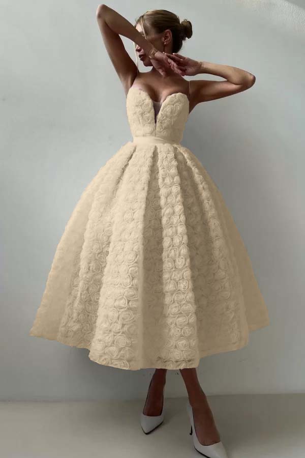 Strapless Sleeveless Long A Line Prom Dress With Appliques Belt