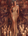 Elegant One Shoulder Feather Sequins Mermaid Split Sleeveless Prom Dress