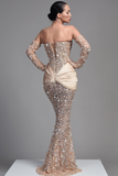 Sequins Off-the-Shoulder Evening Dress with Half Sleeves BM bride