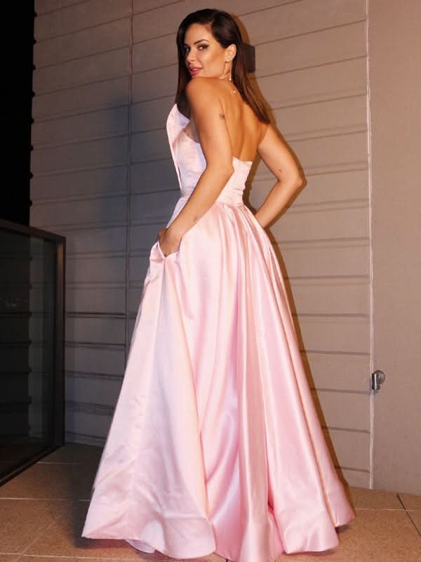 Pink Long Prom Dress with Split and Pockets BM bride
