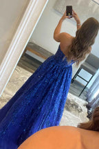 Royal Blue Long Prom Dress with Appliques