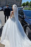 Gorgeous White A-Line V-Neck Lace Wedding Dress with Long Sleeves BM bride