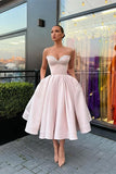 Sweetheart Sleeveless Evening Dress Short with Beading and Pockets BM bride