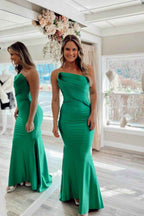 Strapless Sleeveless Mermaid Long Prom Dress With Pleated