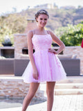 Stunning Back Cutout Applique Lace A-Line Homecoming Dress BM bride