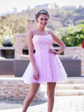 Stunning Back Cutout Applique Lace A-Line Homecoming Dress BM bride