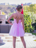 Stunning Back Cutout Applique Lace A-Line Homecoming Dress BM bride
