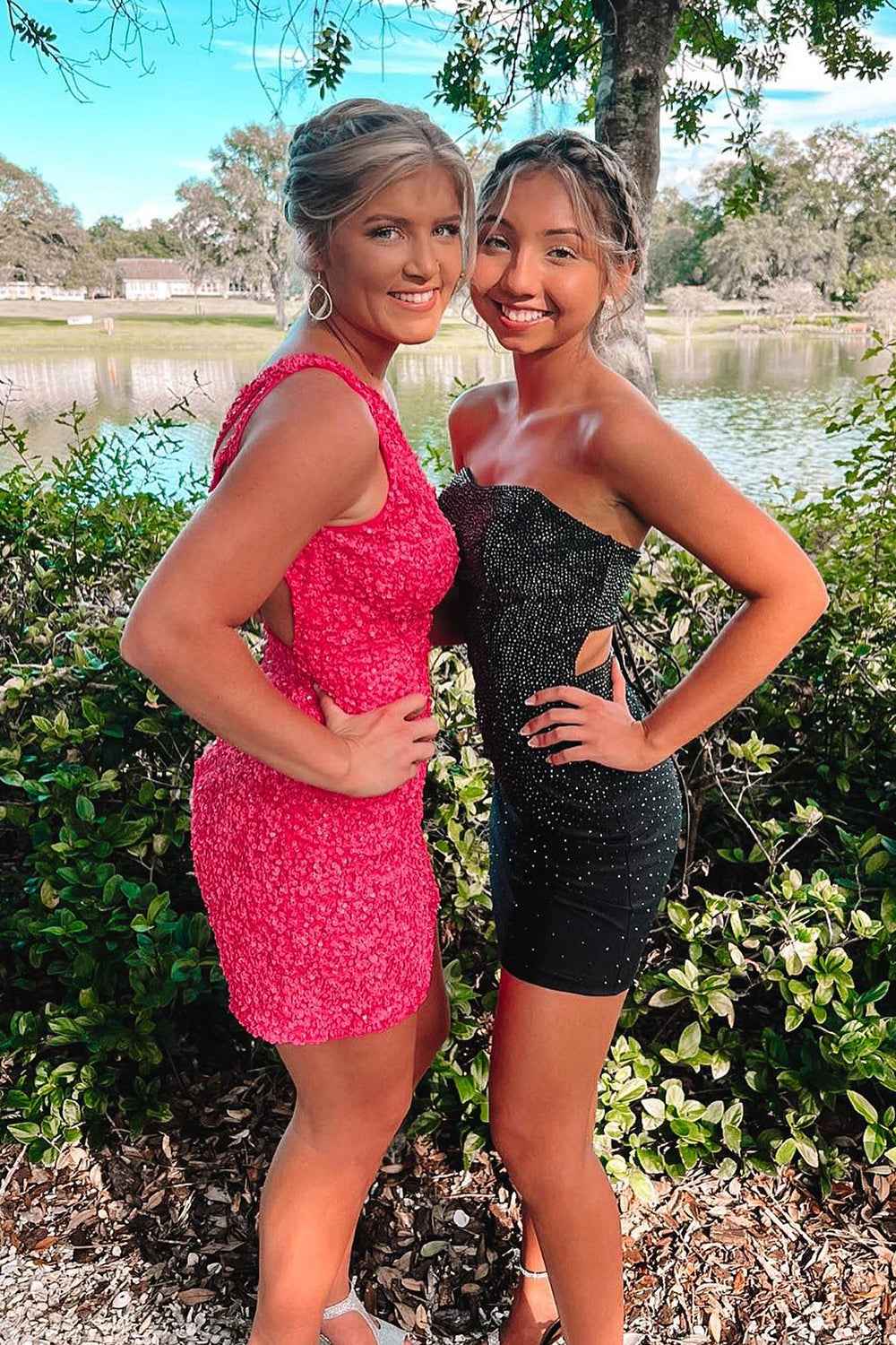 Tight Yellow Open Back Sequins Homecoming Dress Bmbride