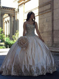 BMbride Ball Gown Beading Sweetheart Satin Sleeveless Prom Dresses BMbride