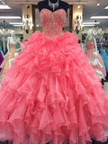 BMbride Ball Gown Sweetheart Sleeveless Floor-Length Beading Organza Prom Dresses BMbride
