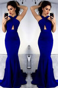 Royal Blue Halter Mermaid Prom Dress BM bride