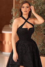 Black Halter Strapless Sleeveless A-Line Prom Dress BM bride