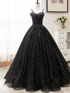 Dazzling V Neck Glitter Black Long Prom Dress BM bride