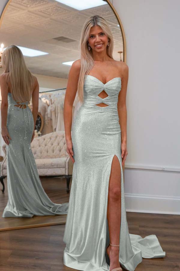Strapless Sweetheart Sleeveless Mermaid Prom Dress With High Split