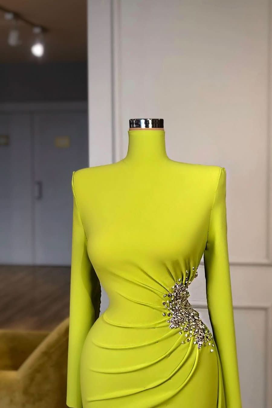 Long Sleeves High-Neck Mermaid Evening Dress BM bride