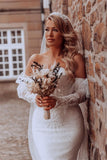 Bubble Sleeve Sweetheart Mermaid Wedding Dress with Lace BM bride