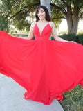 Red Halter V-Neck Evening Dress BM bride