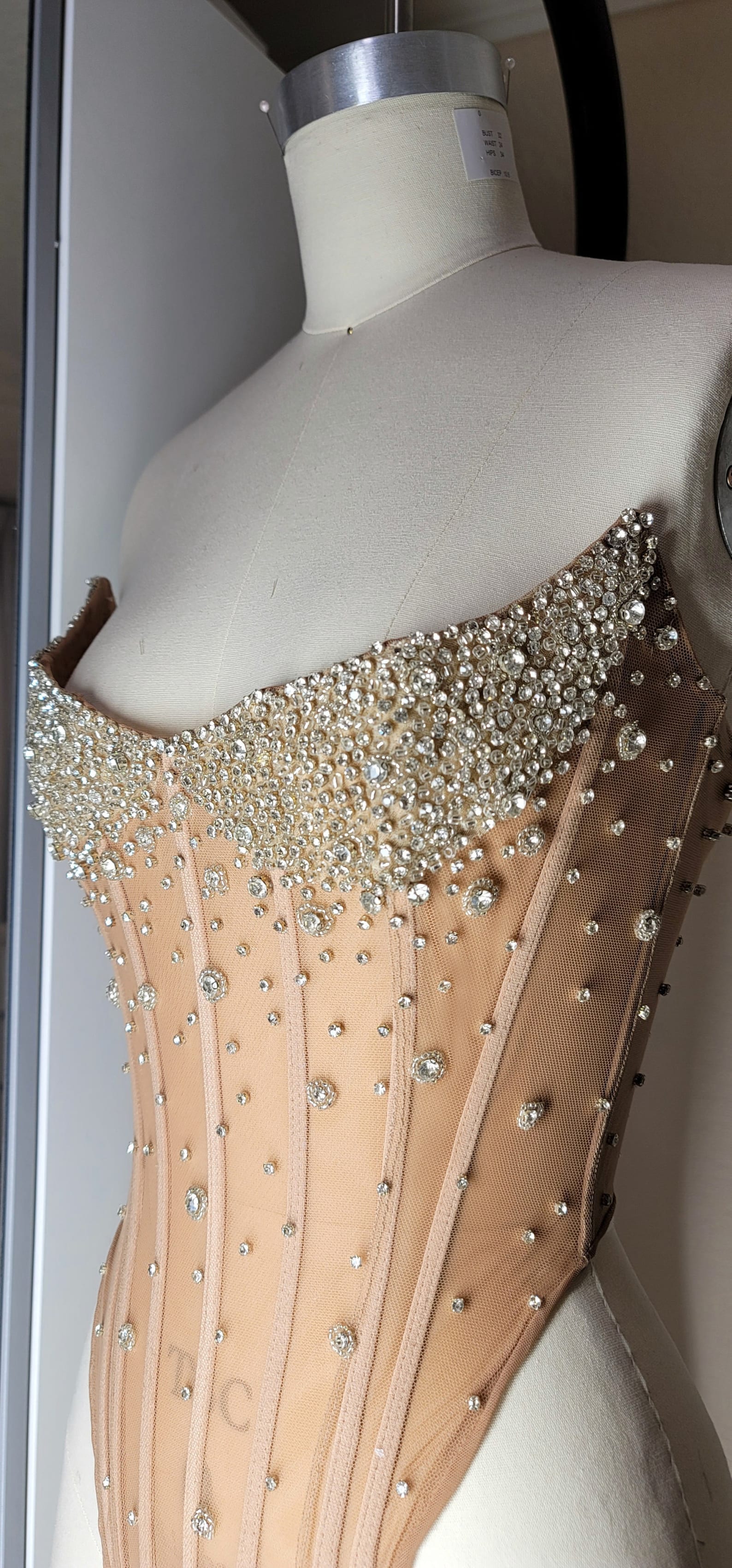 Luxurious Mermaid Crystal Beaded Hand-Embroidered Corset Prom Dress BM bride
