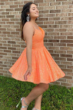 Glitter Hot Pink A-Line Short Homecoming Dress with Pockets Bmbride