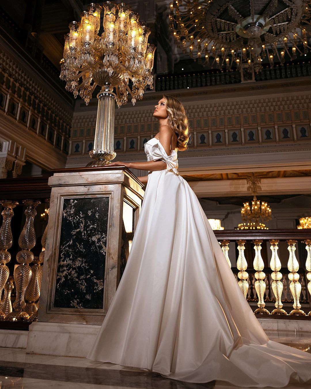 A-Line Off-the-Shoulder Lace Satin Floor-Length Wedding Dress with Sweetheart Appliques BM bride
