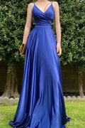 Royal Blue Long Prom Dress with String Back BM bride