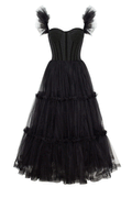 Elegant A-Line Corset Ruffled Tulle Prom Dress BM bride