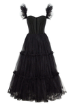Elegant A-Line Corset Ruffled Tulle Prom Dress BM bride