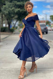 Burgundy Off-The-Shoulder A-Line Short Evening Dress BM bride
