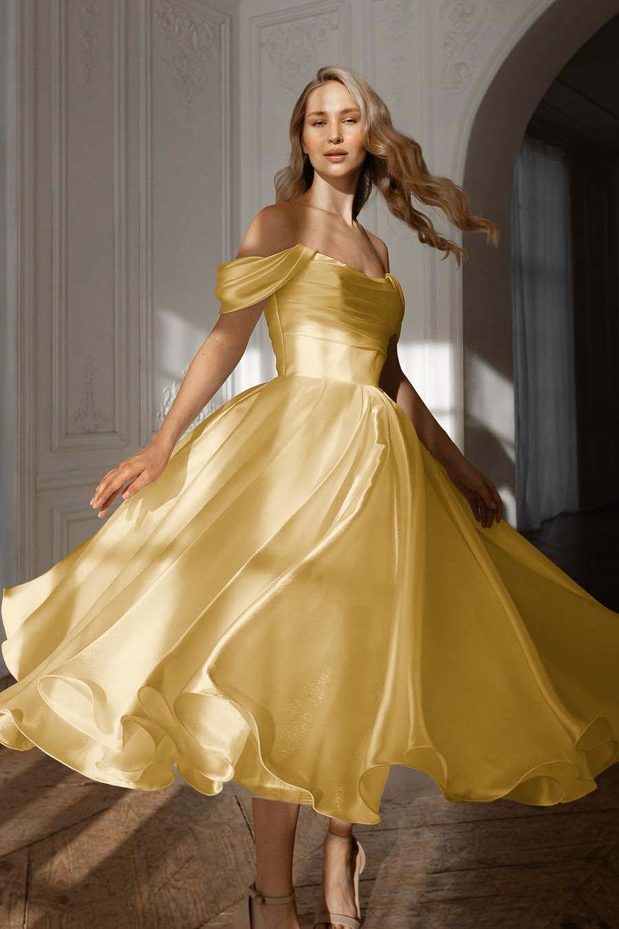 White Off the Shoulder Sleeveless Long Prom Dress With Pleated