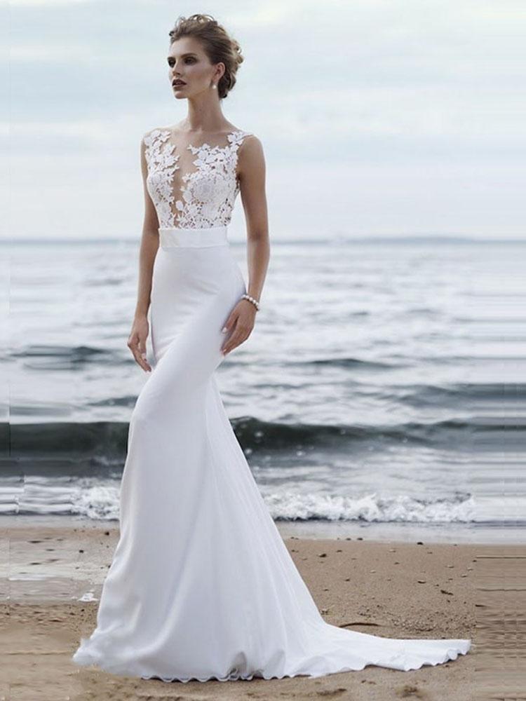 Fashionable Appliques Lace Mermaid Bridal Dress with Stylish Appeal BM bride