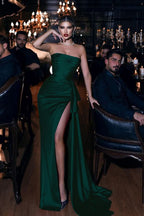 Royal Blue Straps Mermaid Prom Dress with Long Split BM bride