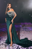BMbride Beautiful Dark Green Mermaid High Neck Prom Dress With Slit BMbride