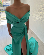 BMbride Beautiful Long A-line Off-the-shoulder Prom Dress With Slit BMbride