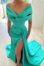 BMbride Beautiful Long A-line Off-the-shoulder Prom Dress With Slit BMbride