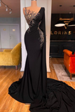 BMbride Beautiful Long Black Mermaid Beading Lace Prom Dress BMbride