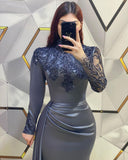 BMbride Beautiful Long Mermaid High Neck Sequined Prom Dress With Long Sleeves BMbride
