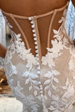 BMbride Beautiful Long Mermaid Off-the-shoulder Appliques Sleeveless Wedding Dress With Lace BMbride