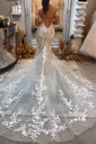 BMbride Beautiful Long Mermaid Off-the-shoulder Appliques Sleeveless Wedding Dress With Lace BMbride