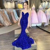BMbride Beautiful Long Mermaid Sequined Sleeveless Prom Dress BMbride