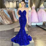 BMbride Beautiful Long Mermaid Sequined Sleeveless Prom Dress BMbride