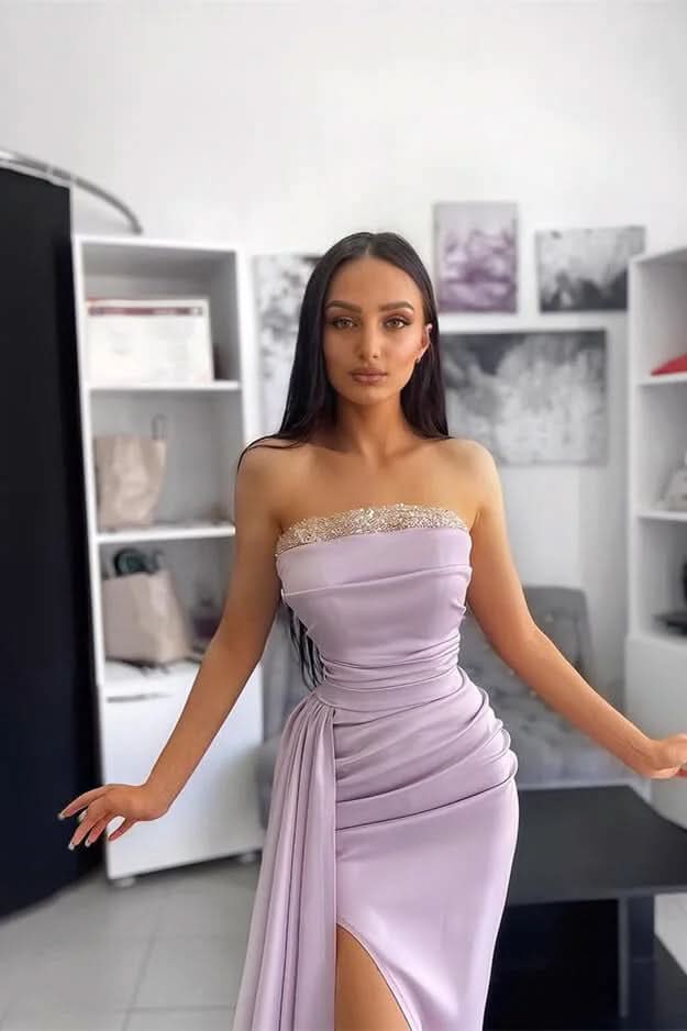 BMbride Beautiful Long Mermaid Sequined Sleeveless Prom Dress With Slit BMbride