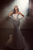 BMbride Beautiful Long Mermaid White Lace Sleeveless Wedding Dress With Appliques BMbride