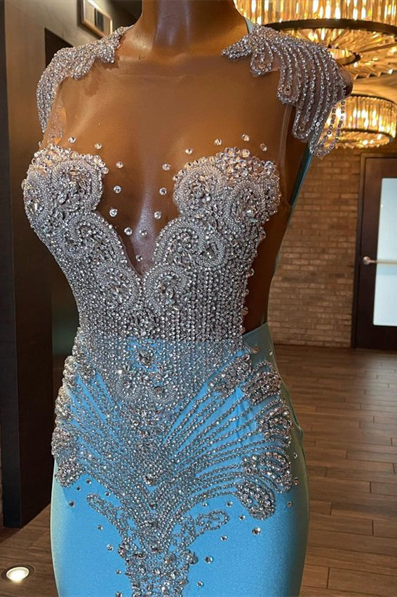 BMbride Beautiful Long Sleeveless Mermaid Prom Dress With Beading BMbride