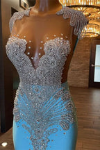 BMbride Beautiful Long Sleeveless Mermaid Prom Dress With Beading BMbride