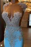 BMbride Beautiful Long Sleeveless Mermaid Prom Dress With Beading BMbride