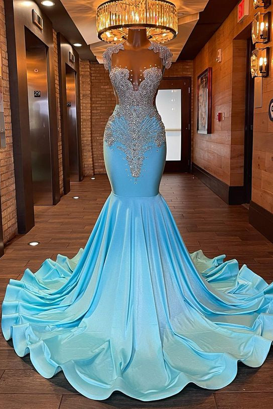 BMbride Beautiful Long Sleeveless Mermaid Prom Dress With Beading BMbride