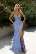 Beautiful Long Sweetheart Sleeveless Split Front Mermaid Prom Dress with Sparkling Beading BM bride